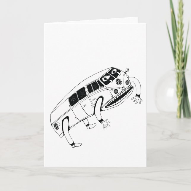 Jumping Kombi Van Illustration Greeting Card (Front)