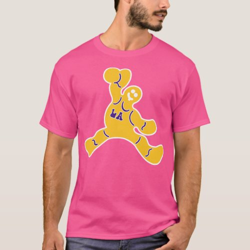 Jumping LA Lakers Gingerbread Man T_Shirt