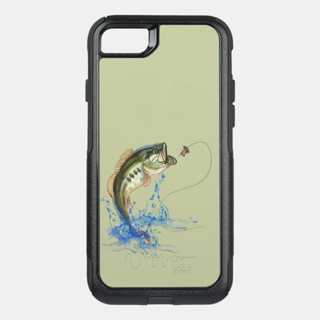 Jumping Large Mouth Bass Fly Fishing Otterbox iPhone Case (Back)