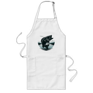 Jumping Largemouth Bass Fishing Minimalist Long Apron