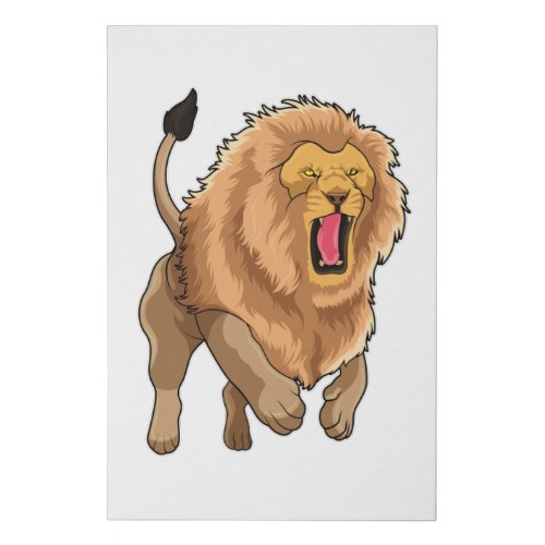 Jumping Lion Faux Canvas Print