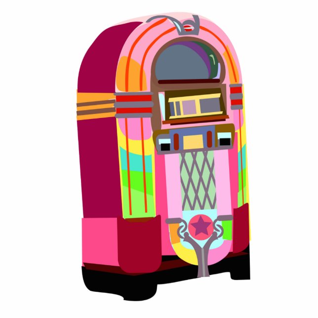 Jumping Neon Fun Retro Art Jukebox Time Cutout (Front)
