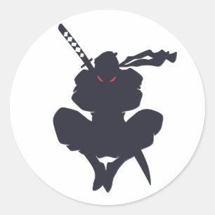 Jumping Ninja silhouette - Choose background color Classic Round Sticker