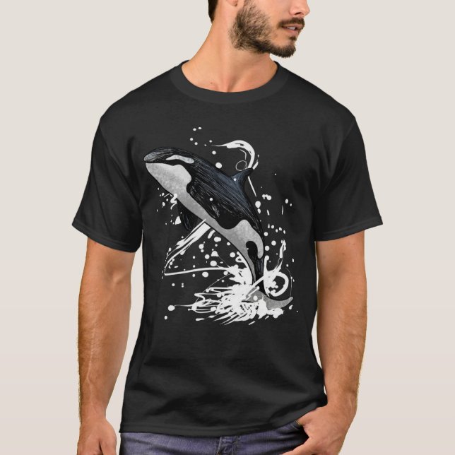 Jumping Orca Killer Whale T-Shirt (Front)