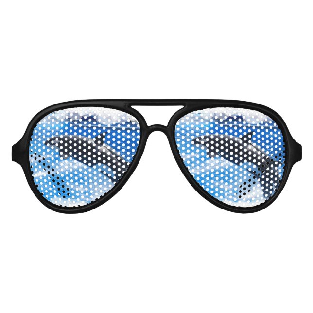 Jumping Orca Whale Aviator Sunglasses (Front)