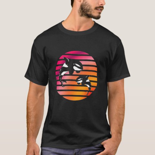 Jumping Orcas Sunset Circle T_Shirt