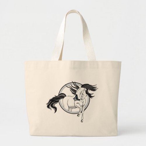 Jumping Out  Horse and butterfly Large Tote Bag
