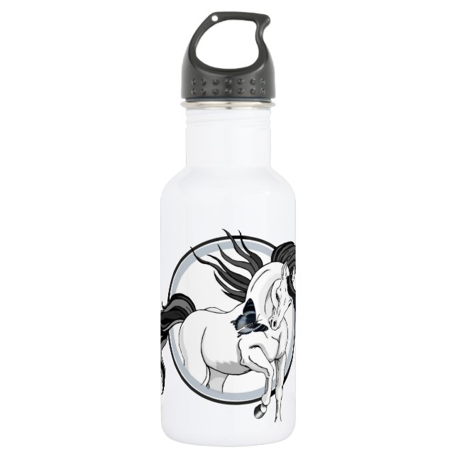 Jumping Out ~ Horse and butterfly Water Bottle (Front)
