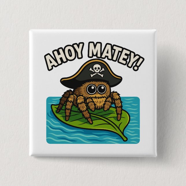 Jumping Pirate Spider Adventure Captain Webbeard Button (Front)