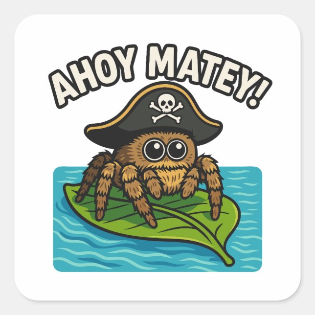 Jumping Pirate Spider Adventure Captain Webbeard Square Sticker (Front)