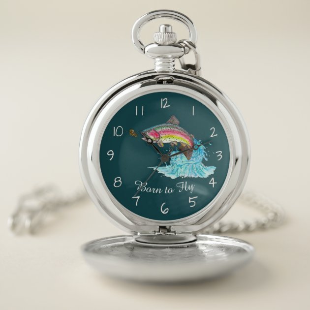 pocket watch with fishing design