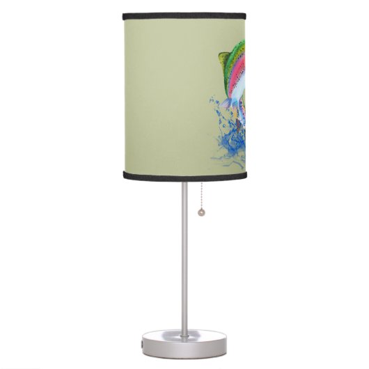 Jumping Rainbow Trout Fly Fishing Table Lamp (Left)