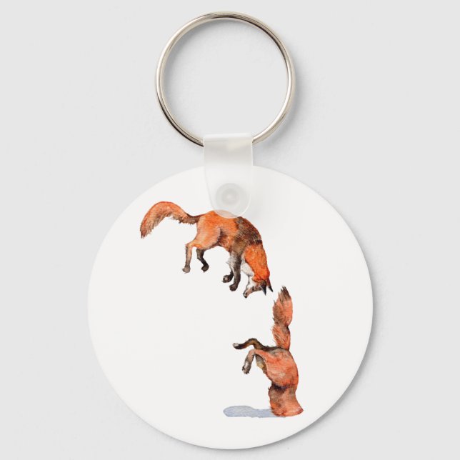 Jumping Red Fox Keychain (Front)