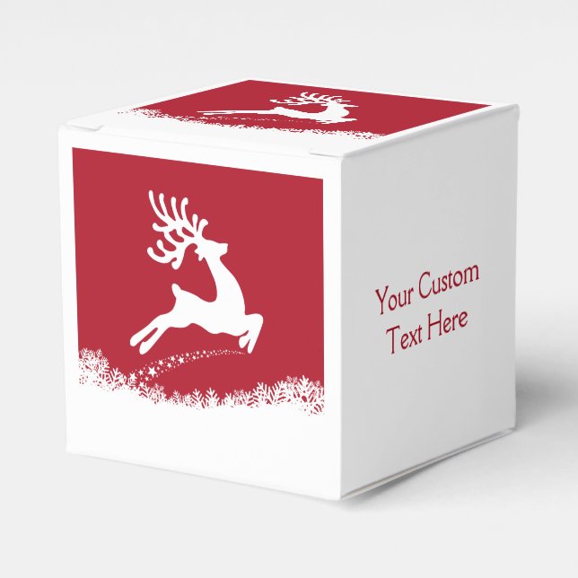 Jumping Reindeer custom text favor box (Front Side)