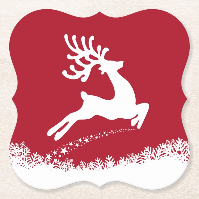Jumping Reindeer paper coasters (Front)