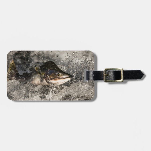 Jumping Salmon Luggage Tag (Front Horizontal)