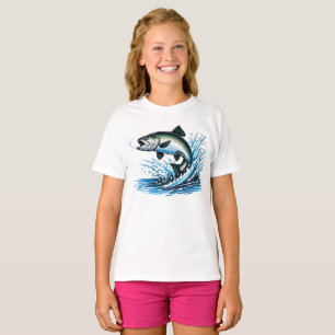 Jumping Salmon Splash Gift for Fisherman Art T-Shirt