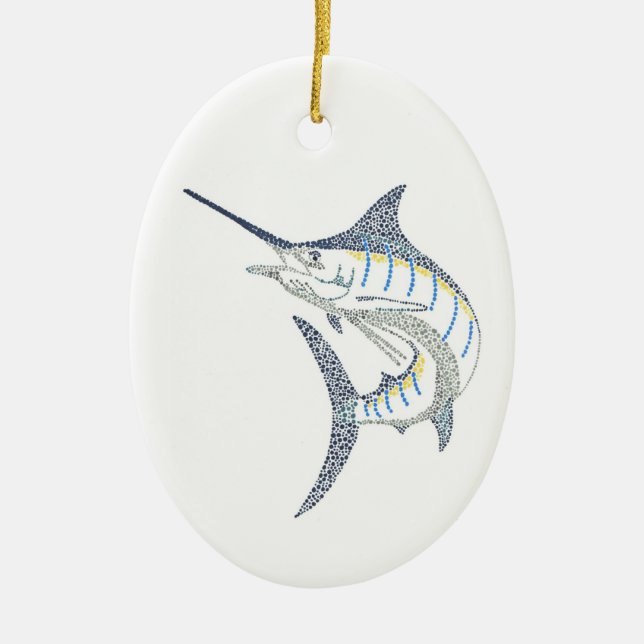 Jumping Saltwater Marlin Mosaic Ceramic Ornament (Front)