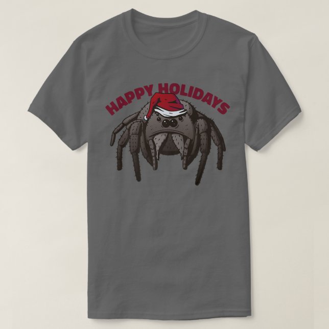 Jumping spider, Phidippus regius, Happy Holidays C T-Shirt (Design Front)