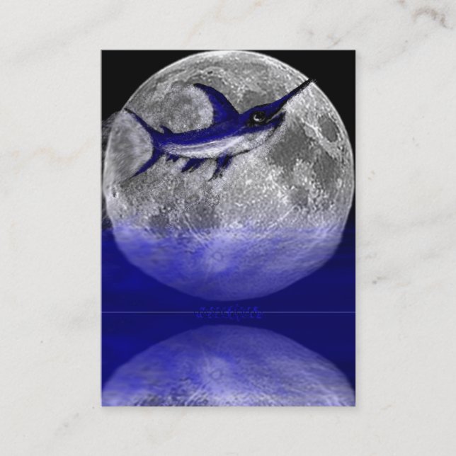 Jumping Swordfish in the Moon Business Cards (Front)