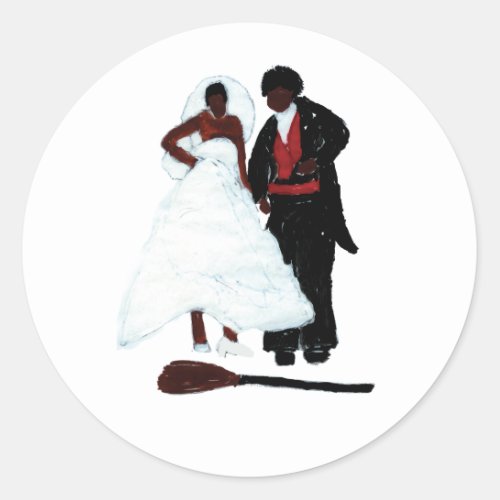 Jumping the Broom Classic Round Sticker