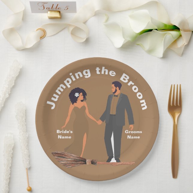 Jumping the Broom Paper Plates (Wedding)