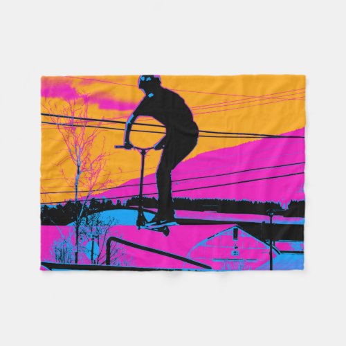 Jumping the Ramp _ Scooter Champ Fleece Blanket