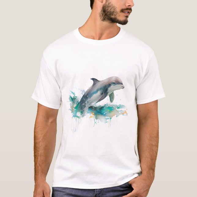Jumping Theme dolphin Gift Idea T-Shirt (Front)