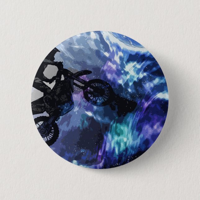 Jumping through Space - Motocross Rider Button (Front)