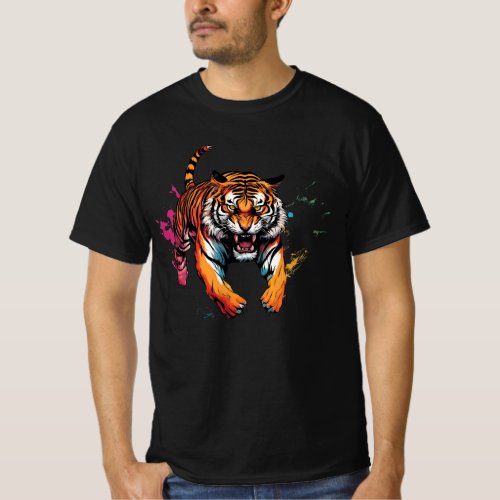 jumping tiger AI generated image T_Shirt