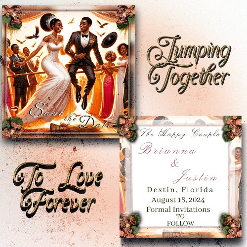 Jumping Together To Love Forever Wedding Save The Date