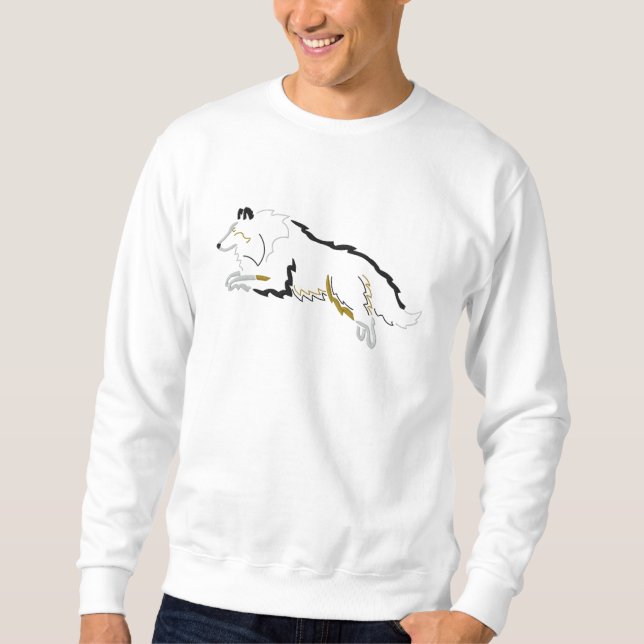 Jumping Tri Color Sheltie Embroidered Sweatshirt (Front)