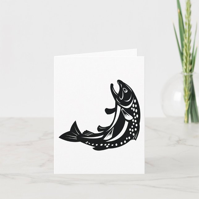 Jumping Trout Fish Silhouette Card (Creator Uploaded)
