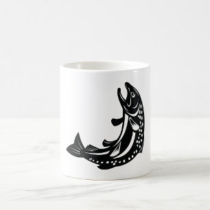 Jumping Trout Fish Silhouette Coffee Mug