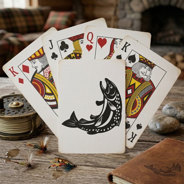 Jumping Trout Fish Silhouette Poker Cards (Creator Uploaded)
