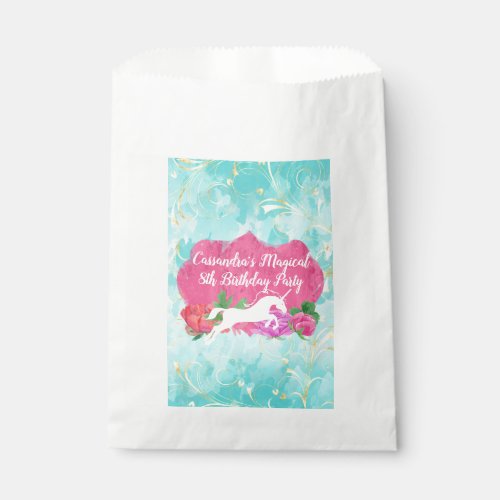 Jumping Unicorn Bright Girls Birthday Favor Bag