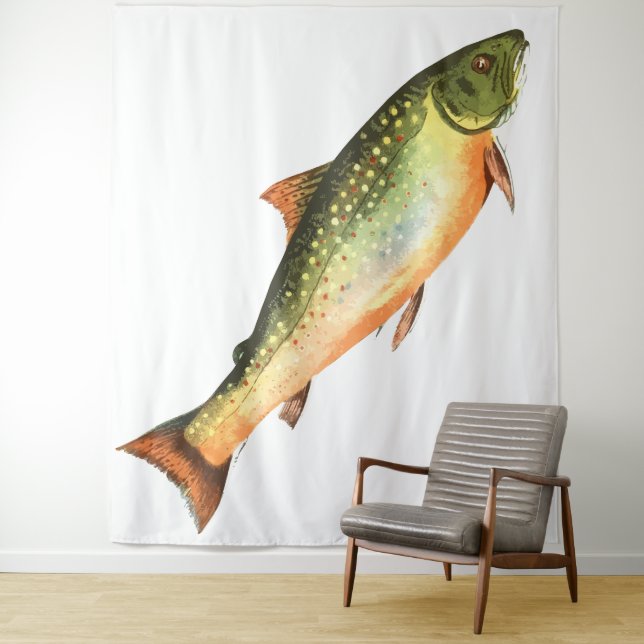 Jumping Wild Trout Tapestry (In Situ)