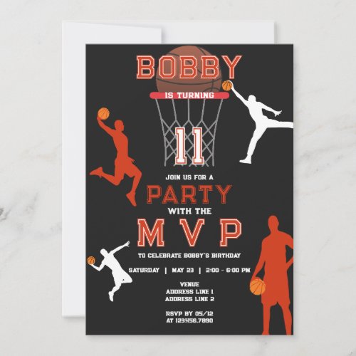 Jumpman Kids Boy Basketball Sports Theme Birthday Invitation