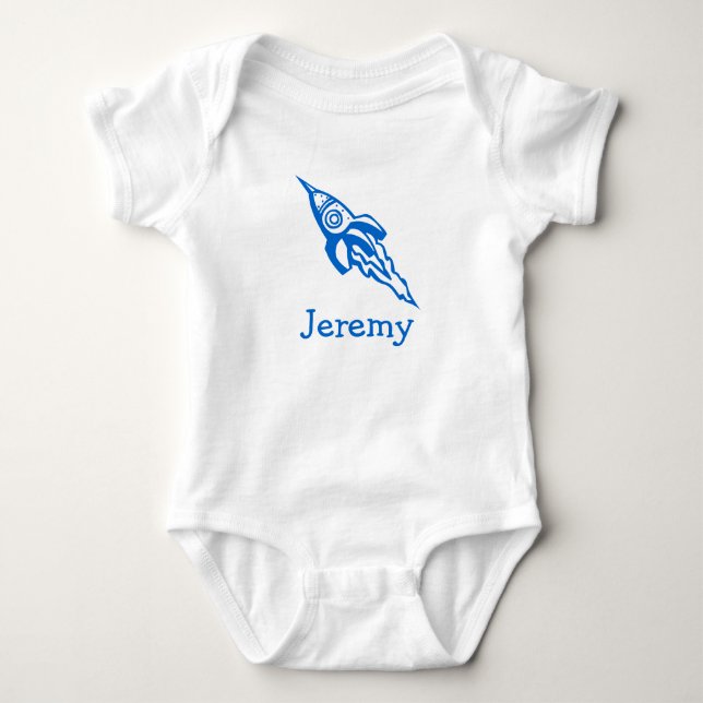 Jumpsuit for baby boy | Personalized space rocket Bodysuit (Front)
