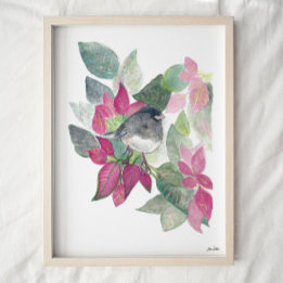 Junco Dark Eyed Bird Watercolor Art Print