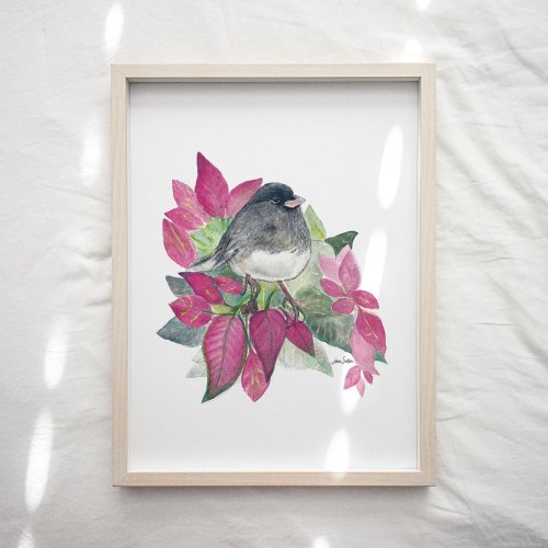 Junco Dark Eyed Bird Watercolor Art Print