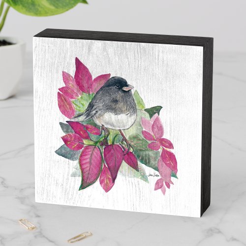 Junco Dark Eyed Bird Watercolor Art Wooden Box Sign