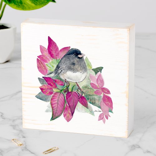 Junco Dark Eyed Bird Watercolor Art Wooden Box Sign