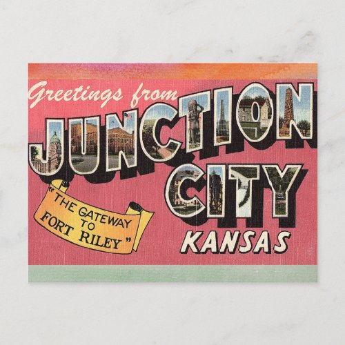 Junction City Kansas Vintage Travel Postcard