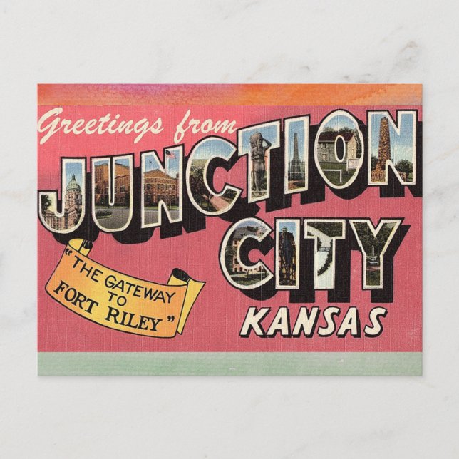 Junction City Kansas Vintage Travel Postcard (Front)