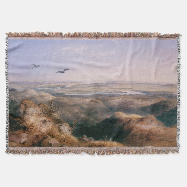 Junction of the Yellowstone and Missouri by Bodmer Throw Blanket (Front)