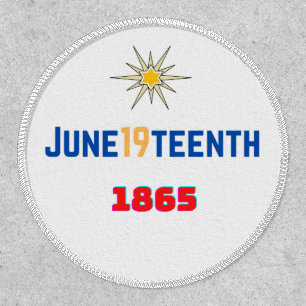 June19teenth 3" Circle, White Stitching, Iron-On Patch