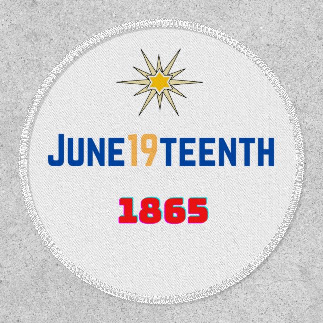 June19teenth 3" Circle, White Stitching, Iron-On Patch (Front)