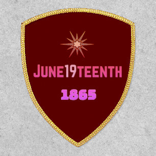 June19teenth Red, 2.5" x 3" Shield, Iron'On Patch