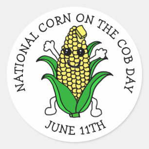 June 11th is National Corn on the Cob Day Classic Round Sticker